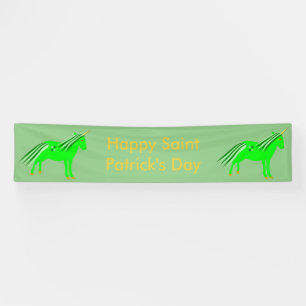 Cute Irish Green and Gold Unicorn Custom Banner