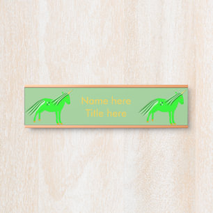 Cute Irish Green and Gold Unicorn Custom Door Sign