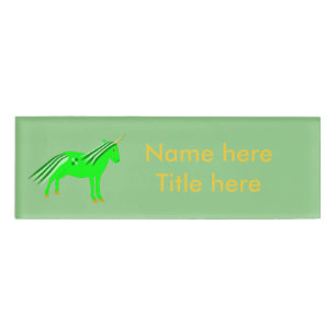 Cute Irish Green and Gold Unicorn Custom Name Tag