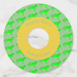 Cute Irish Green and Gold Unicorn Custom Wine Glass Tag