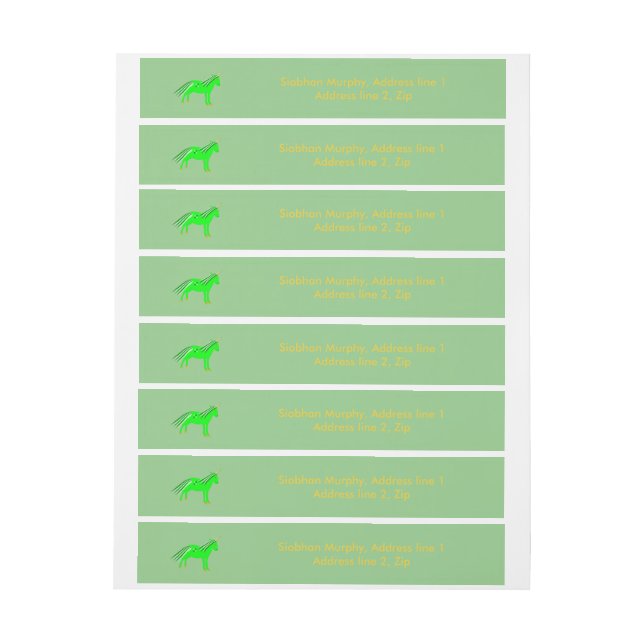 Cute Irish Green and Gold Unicorn Custom Wraparound Address Label (Sheet)