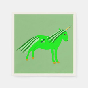 Cute Irish Green and Gold Unicorn Napkin