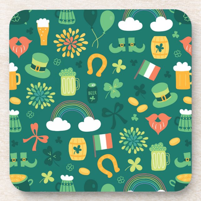 Cute Irish Icon Pattern Coaster (Front)