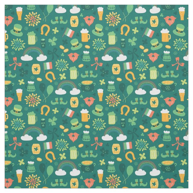 Cute Irish Icon Pattern Fabric (Swatch)