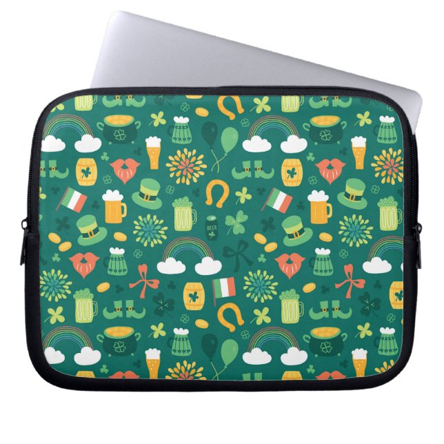 Cute Irish Icon Pattern Laptop Sleeve (Front)