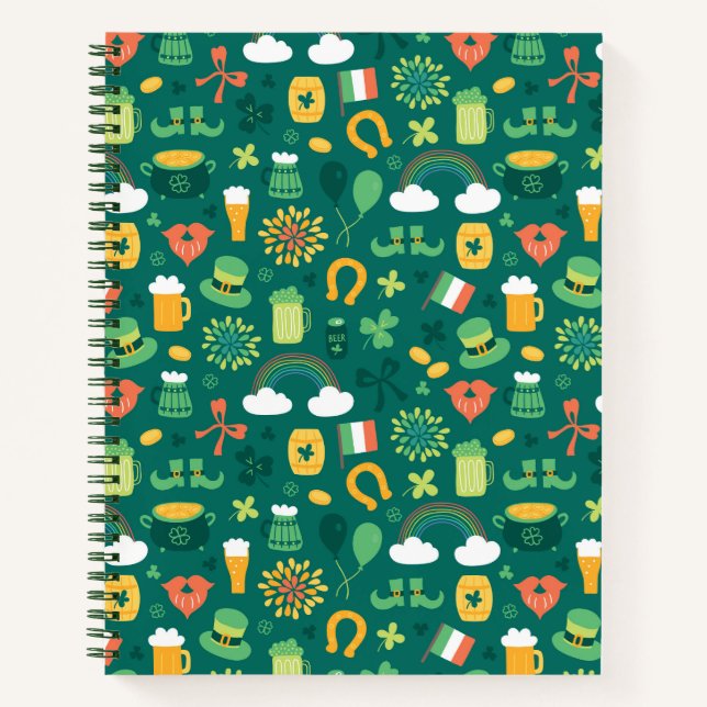 Cute Irish Icon Pattern Notebook (Front)
