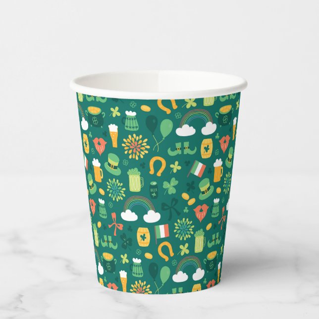 Cute Irish Icon Pattern Paper Cups (Left)