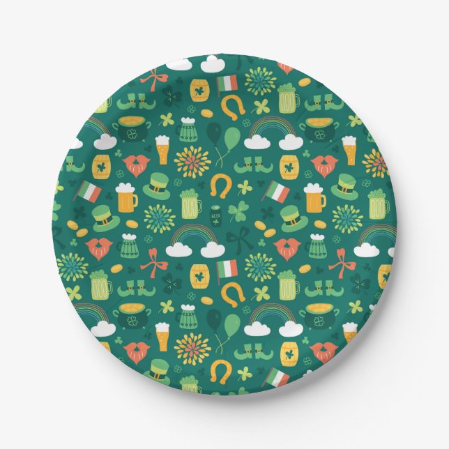Cute Irish Icon Pattern Paper Plate (Front)