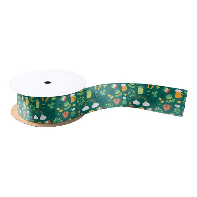 Cute Irish Icon Pattern Satin Ribbon (Spool)