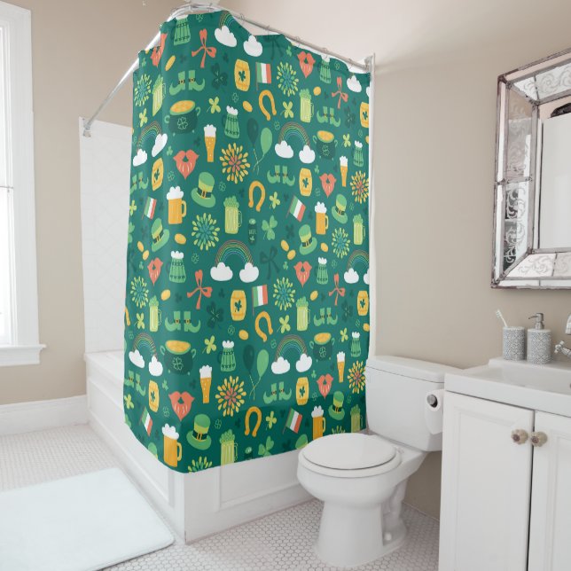 Cute Irish Icon Pattern Shower Curtain (In Situ)