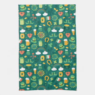 Cute Irish Icon Pattern Tea Towel