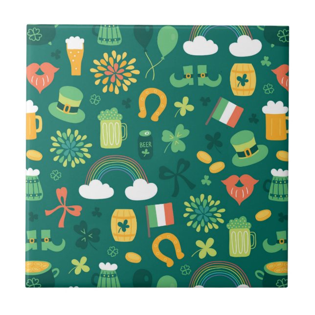 Cute Irish Icon Pattern Tile (Front)