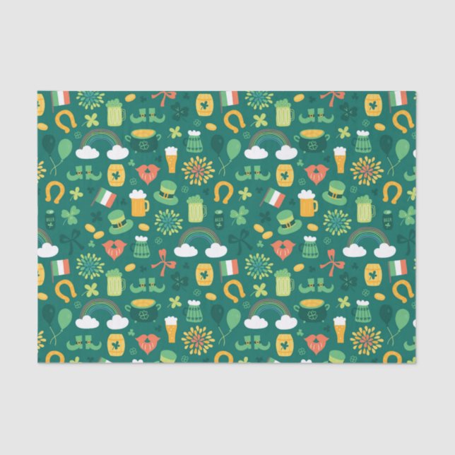 Cute Irish Icon Pattern Tissue Paper (Front)