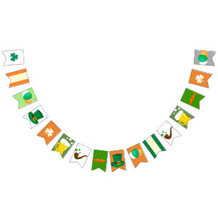 Cute Irish Saint Patrick Day festival green orange Bunting