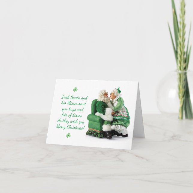 Cute Irish Santa & Misses Claus Christmas Card (Front)