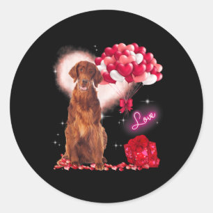 Cute Irish Setter Balloon Heart Valentines Day Val Classic Round Sticker