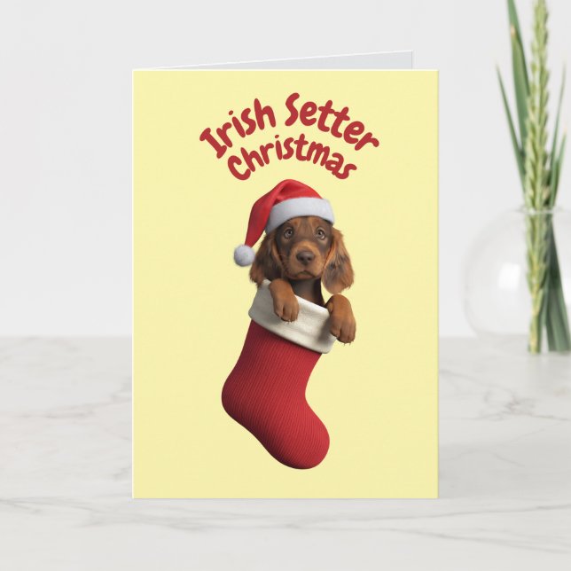 Cute Irish Setter Dog Christmas Card (Front)