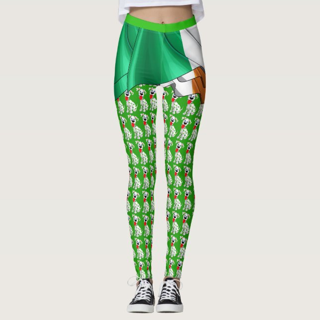 Cute Irish Shamrock Dog Pop Fashion Leggings (Front)