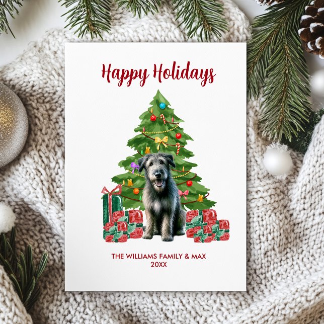 Cute Irish Wolfhound Dog Family Christmas Holiday Card (Creator Uploaded)