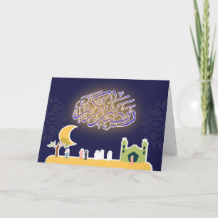 Cute islamic Arabic Ramadan kareem greeting card