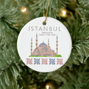 Cute Istanbul Floral City Ceramic Tree Decoration