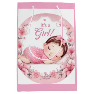 Cute It’s a Girl Baby Announcement Medium Gift Bag