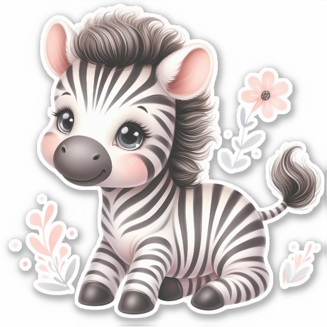 Cute It Up! Zebra Custom Cut Scrapbooking Sticker (Front)