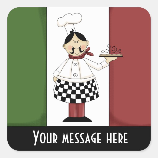 Cute Itaian pizza chef add message sticker (Front)