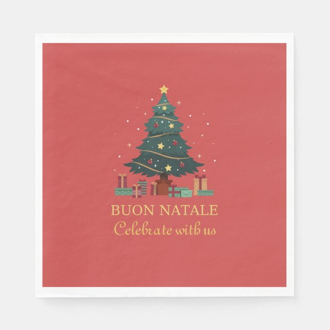 Cute Italian Buon Natale Custom Tree Napkin (Front)
