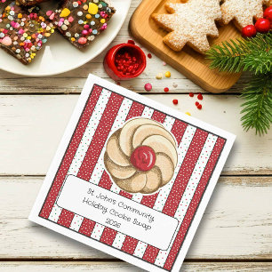 Cute Italian Cookie Swap, Red & White Stripes Napkin