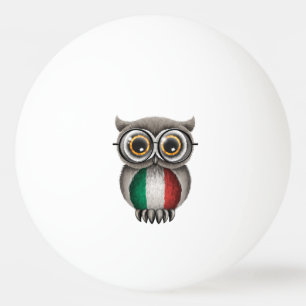 Cute Italian Flag Owl Wearing Glasses Ping Pong Ball