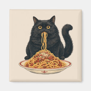 Cute Italian Food Lover Cat Design Magnet