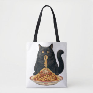 Cute Italian Food Lover Cat Design Tote Bag