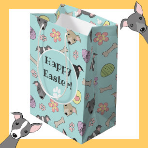 Cute Italian Greyhound Easter eggs Cartoon Pattern Medium Gift Bag