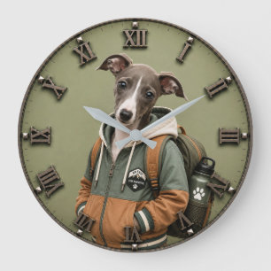 Cute Italian Greyhound Puppy Large Clock