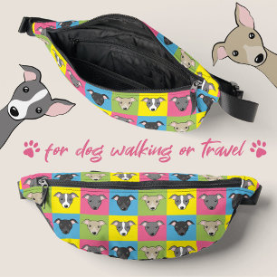 Cute Italian Greyhounds Cartoon Pop Art Pattern Bum Bags
