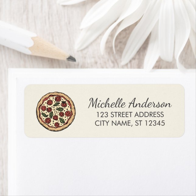 Cute Italian Pizzeria Pizza Return Address         (Insitu)
