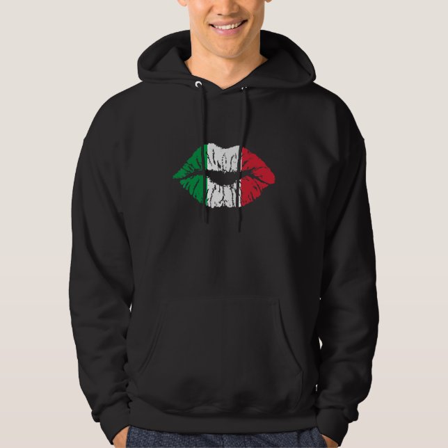 Cute Italy Flag Lips Italian Graphic Cool Italian  Hoodie (Front)