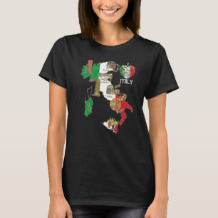 Cute Italy Graphic Italian Flag Map Heart Italian T-Shirt
