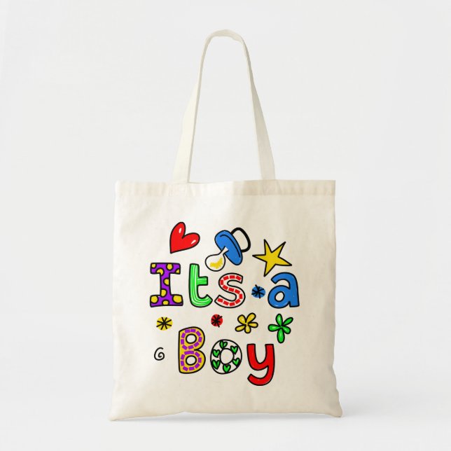 Cute Its A Baby Boy Greeting Text Expression Tote Bag (Front)
