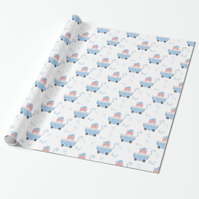 Cute It's a Boy  Baby Shower Wrapping Paper (Unrolled)