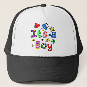 Cute Its A Boy Greeting Text Expression Trucker Hat