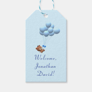 Cute It's a Boy Teddy Bear and Balloons Gift Tags