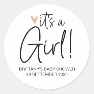Cute Its a Girl Baby Shower Favour Thank You Classic Round Sticker