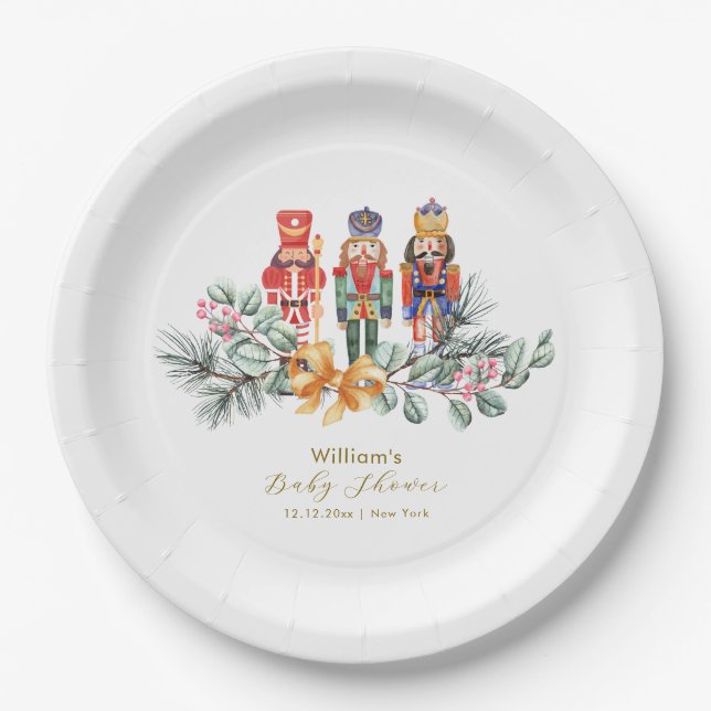 Cute It's Cold Outside Nutcracker Baby Shower  Paper Plate (Front)