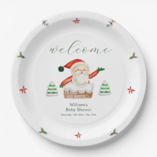 Cute It's Cold Outside Santa Baby Shower Welcome  Paper Plate