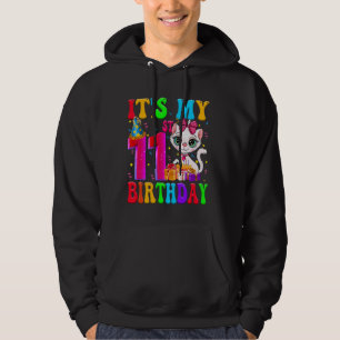Cute It's My 11st Birthday 11 Year Old Cat Bday Pa Hoodie