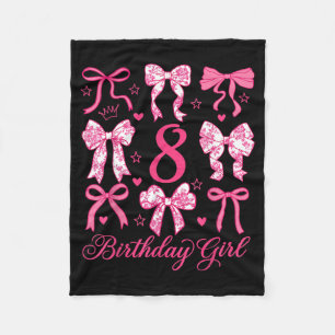 Cute Its My 8 Bday Coquette Bow 8th Birthday Girls Fleece Blanket