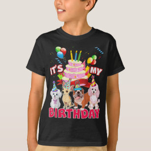 Cute It's My Birthday Dog and Puppy Theme Party Da T-Shirt