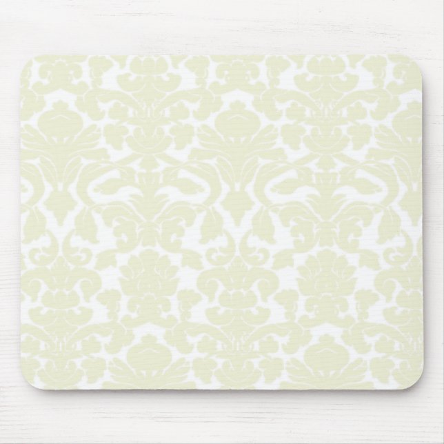 Cute Ivory Damask Pattern Mouse Pad (Front)